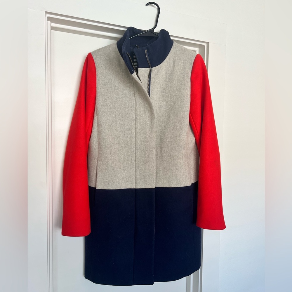 J. Crew Red, Gray, and Navy Pea Coat